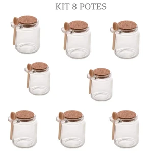 Kit 8 Potes Temperos Com Tampa Rolha e Colher