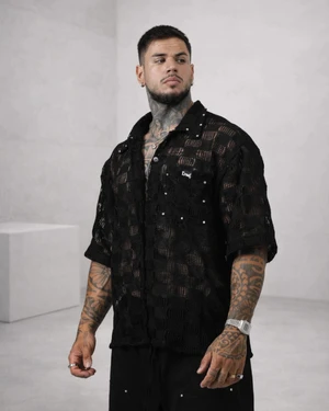 Camisa malha crochet miami Black