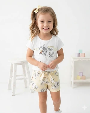 17176  CONJUNTO BLUSA  SAIA  FLORAL AMARELO PETIT CHERIE