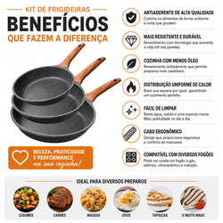 Kit de Frigideiras Antiaderentes 3 Peças