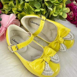Sapatilha Flor Di MIla -  Amarelo Laço com Glitter