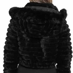 Jaqueta Puffer Teddy Feminina Forrada com Capuz Removível