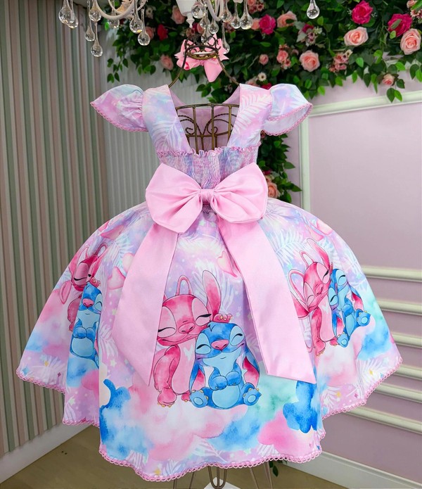 Vestido Temático Elegância - Stitch  