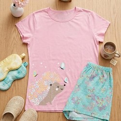 SHORT DOLL MANGA CURTA ROSA FLORES E ESTRELAS 76164 PINGO LELE