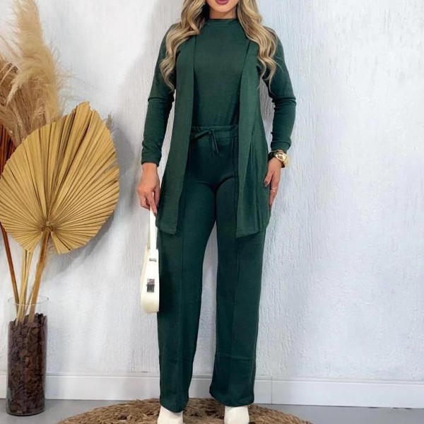 CONJUNTO FEMININO LÃNZINHA DE FRIO OUTONO INVERNO 3 PEÇAS ESTILOSO PANTALONA