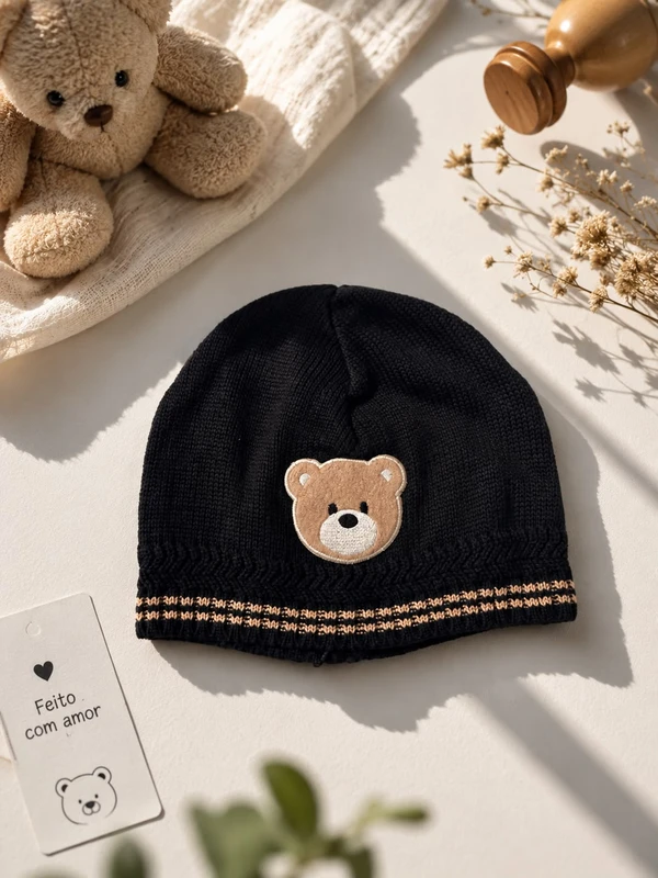 GORRO TRICOT PATCH URSO PRETO DAME DOS - 6777