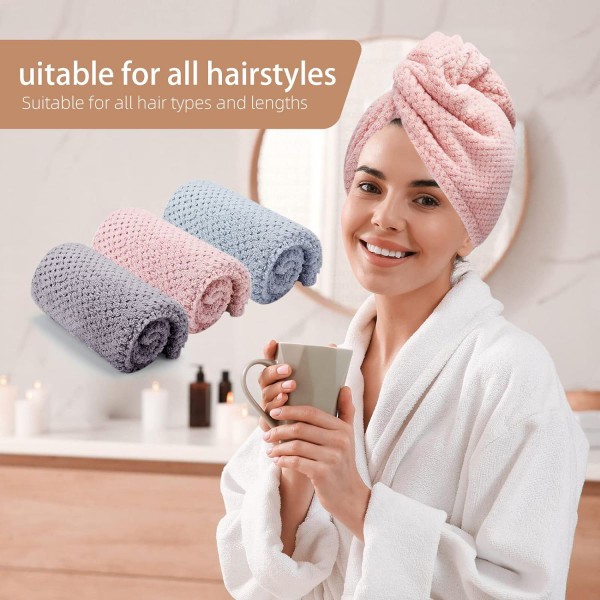 Toalha de cabelo de cor sólida Touca de cabelo seca texturizada 9,8 