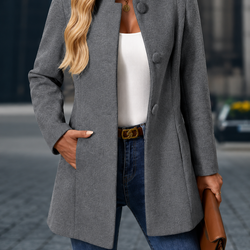 Sobretudo Feminino Inverno Lã Grossa Gola Alta