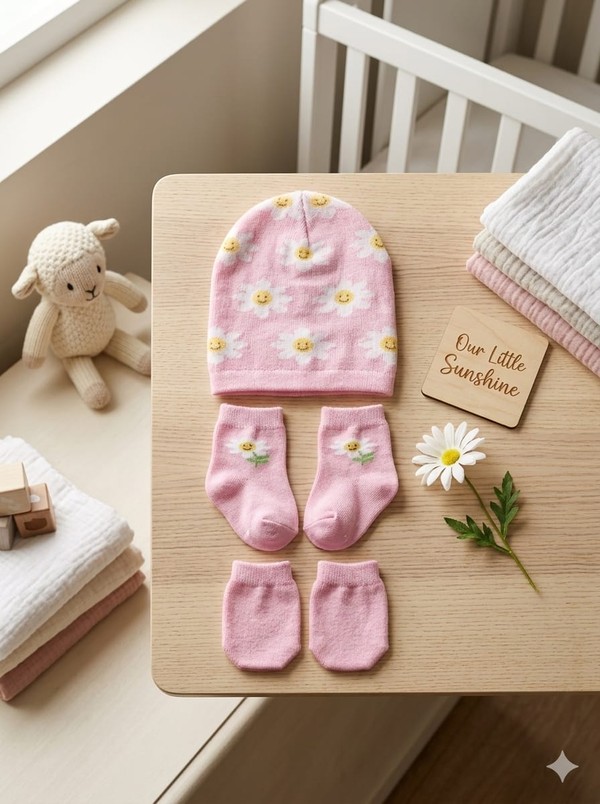 KIT BEBE LUVA/PAR DE LUVAS/ SAPATINHO ROSA CENTOPE