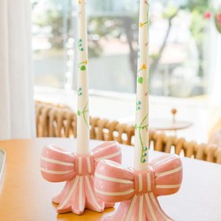 Vela Cônica Branca Floral Pintada - 26cm