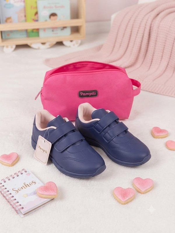 TENIS PAMPILI HONEY INFANTIL MARINHO/ROSA BALE 169176 