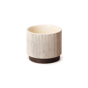Vaso Cachepot de Cerâmica com Pedestal Bege e Marrom 13cm Mart
