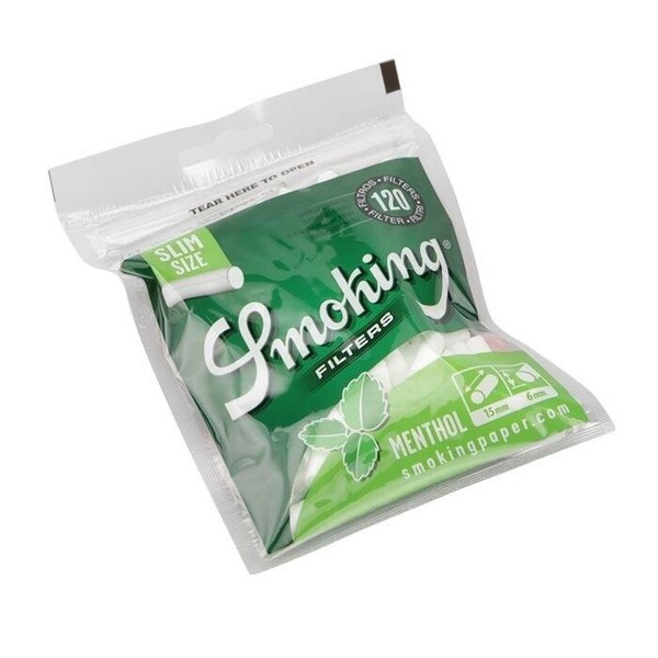 Filtro para Cigarro Smoking Menthol Slim de 6mm (Pacote com 120)