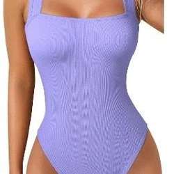Body Feminino Modelador Canelado Sem Costura com Decote Quadrado