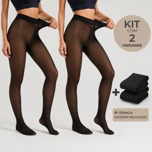 Kit 2 Meias-Calça Térmicas Peluciadas