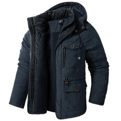 Jaqueta Masculina Tática com Capuz Forro Fleece e Bolsos