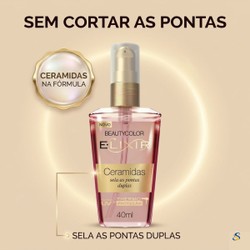 Elixir Ceramidas BeautyColor Sela Pontas Duplas e Controla Frizz em Cabelos Danificados por Química e Calor sem Deixar Aspecto Oleoso ou Pesado 40ml