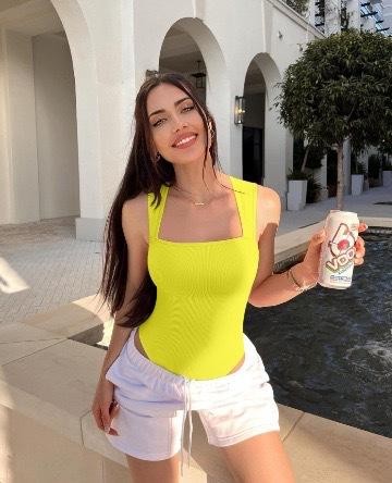 Body Feminino Modelador Canelado Sem Costura com Decote Quadrado