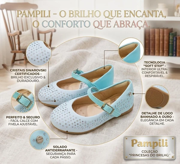 SAPATILHA PAMPILI BAILARINA BRANCO/AZUL - 188564