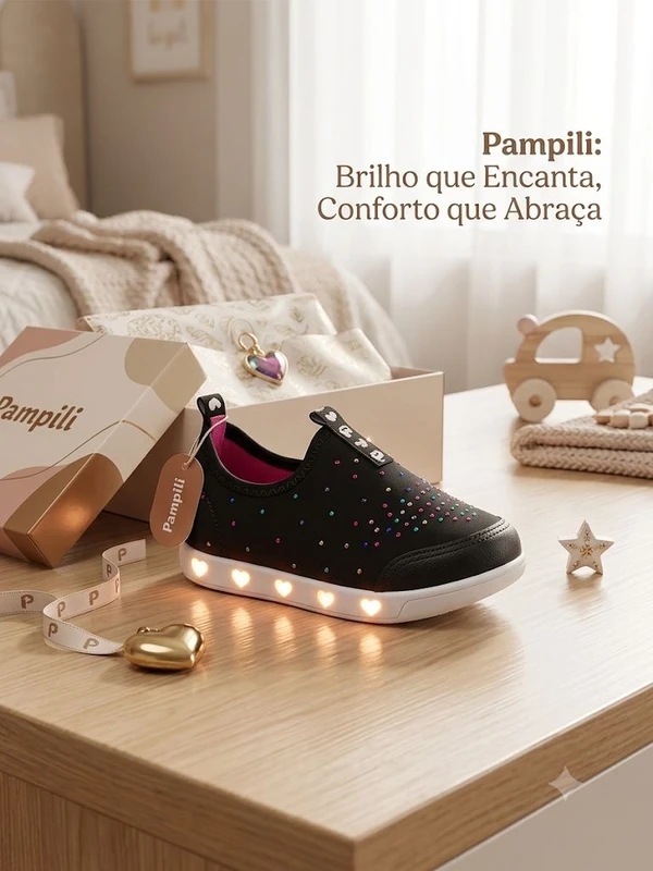 TENIS PAMPILI SNEAKER LUZ PRETO 165171 