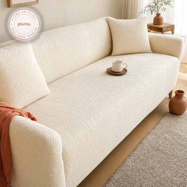 Capa de Sofá Plush Ajustável e Resistente para Casas com Pets