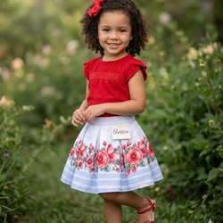 11115 CONJUNTO INFANTIL PARAÍSO VERMELHO COM SAIA