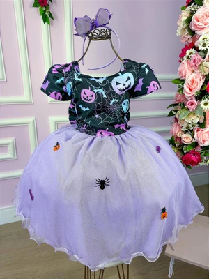 Vestido Temático - Halloween - Preto C/Lilás 
