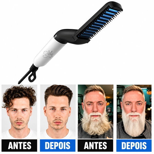 Pente Alisador de Cabelo e Barba Masculino Elétrico Bivolt