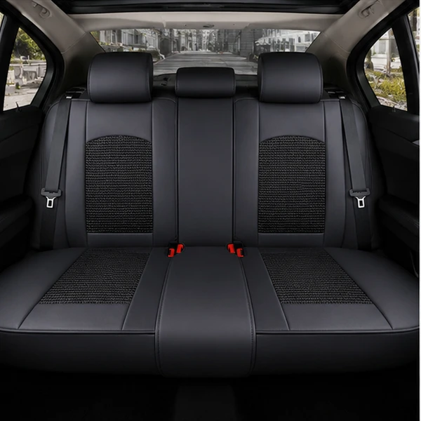 Kit Completo de Capas para Banco de Carro Turbo em Couro Legítimo Universal 5 Lugares Com Airbag + Tapetes e Capa de Volante