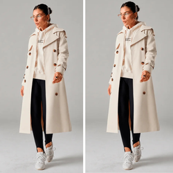 Trench Coat Longo Feminino Milano Sarjado Vynara