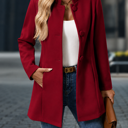 Sobretudo Feminino Inverno Lã Grossa Gola Alta