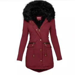 casaco parka outono inverno gola de pele com capuz de ziper