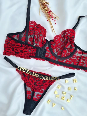 Conjunto Beijo Tule Bordado Personalizável Modelagem Conforto