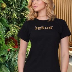 TSHIRT BORDADA JESUS - PRETA