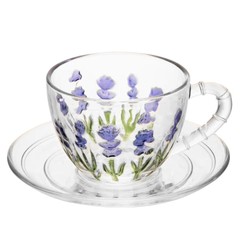 Xícara Vidro com Pires Lavanda Lyor 220 ml (Avulsa)