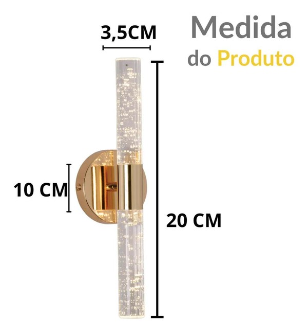 Luminária Arandela Dourada Cristal