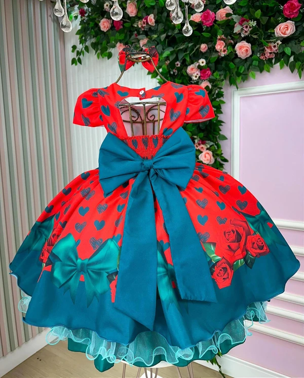 Vestido Temático - Floral Com Corações  