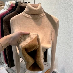 Suéter Peluciado Gola Alta Feminino,elastico,grossa,quente,casual,basico,solida,moda inverno