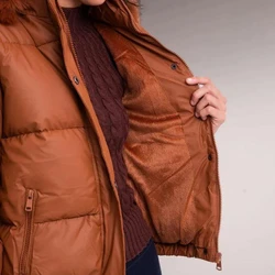 Doudoune Detalhe em Pelos Lauden Preto Velour