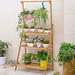 Suporte para Vasos de Plantas com Três Prateleiras