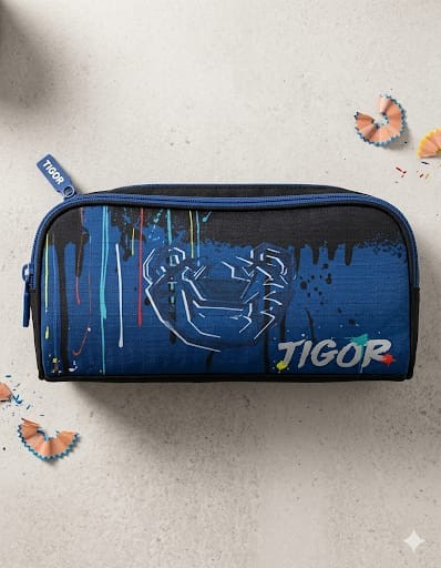 ESTOJO DUPLO COM DIVISÓRIAS TIGOR T TIGRE AZUL INK VOLTA AS AULAS 7772222 