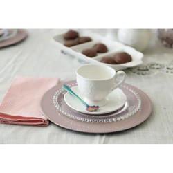 Conjunto 4 Pratos de Cristal p/ Sobremesa 20 cm Pearl Bolinha Wolff Transparente