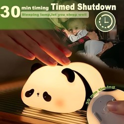 Luzes noturnas LED recarregáveis ​​USB para crianças, lâmpada de silicone fofa de ovelha, panda, coelho, decoração de cabeceira