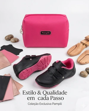 169176 TENIS PAMPILI HONEY INFANTIL PRETO/PINK 