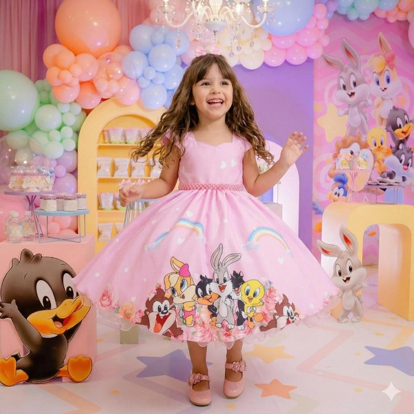 Vestido Temático - Baby Looney Tunes 