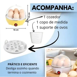 Cozedor Elétrico de Ovos Portátil para Até 7 Ovos