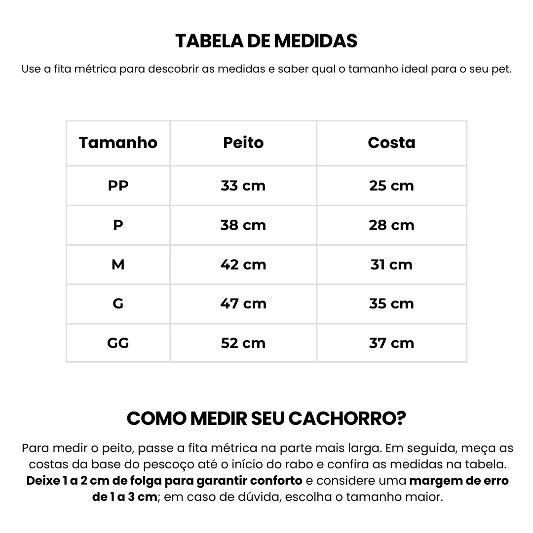 Tabela de medidas