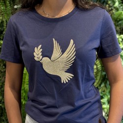 Camiseta Feminina Azul Pomba da Paz