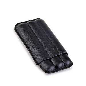 Porta 3 Charutos em Couro Crawdaut Long - Preto