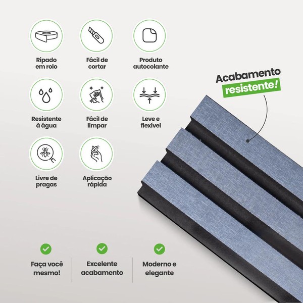 Painel Ripado Laminado de EVA Autocolante